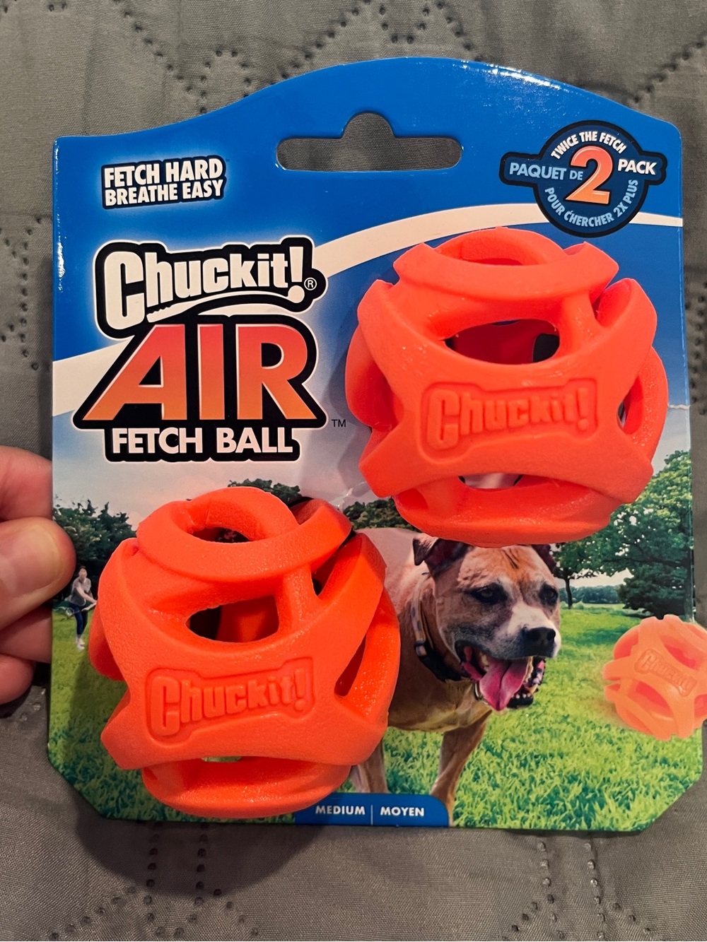 NWT Chuckit! Air Fetch Ball Dog Toys 2-Pack- Size M Orange Breathable Rubber